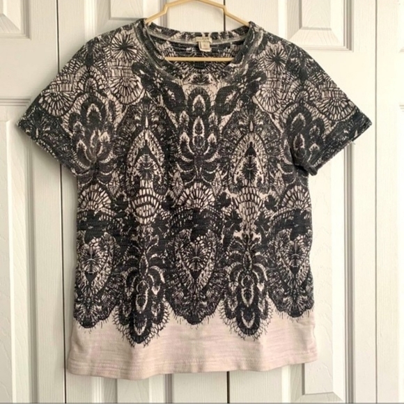 J. Crew Tops - J. Crew • Vintage Look Boho Feather Pattern Top, Size S